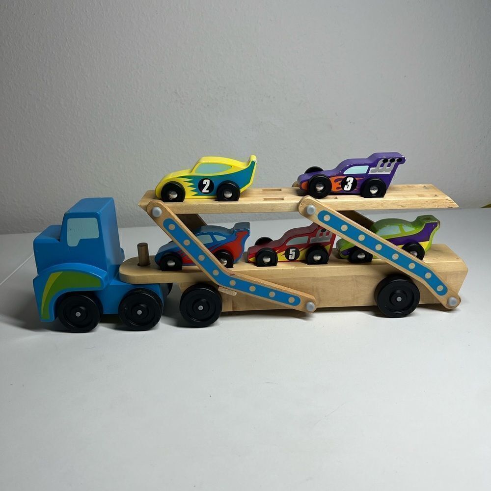 Melissa & Doug mega race Car Carrier Wooden
